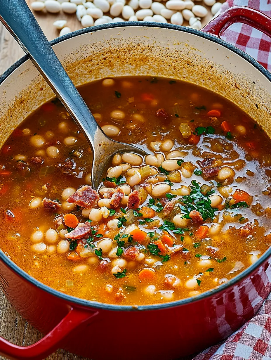Eine Schale Suppe mit Löffel drin.