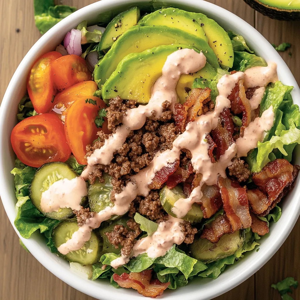 Salatschale mit Speck und Avocado