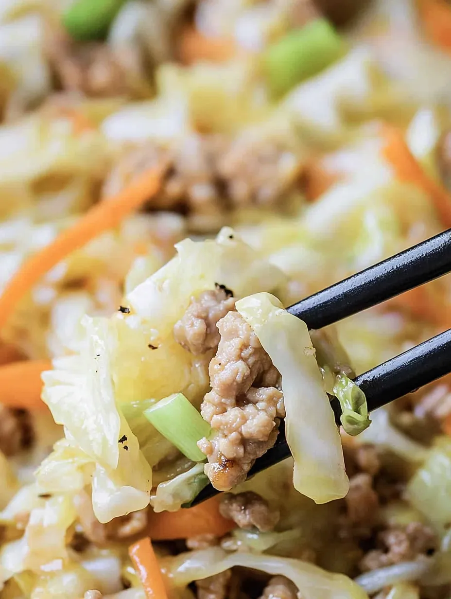 Eine Gabel mit Fleisch und Gemüse.