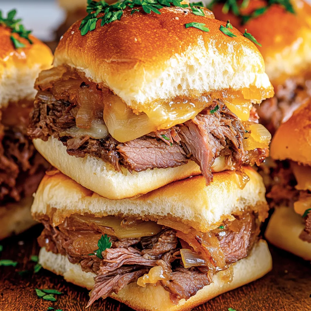 Ein Stapel Sandwiches mit Fleisch und Käse.
