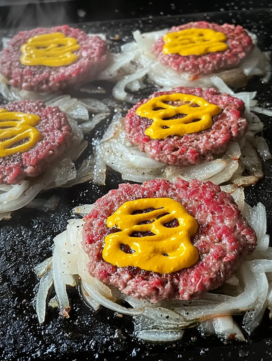 Ein Hamburger ganz nah mit gelbem Senf.