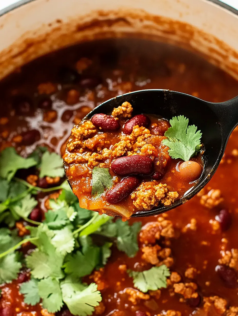 Ein Löffel steckt in einer Schüssel Chili.