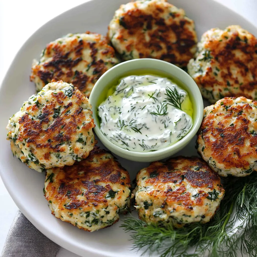 Ein Teller mit griechischen Bällchen und einer Schale Sauce.