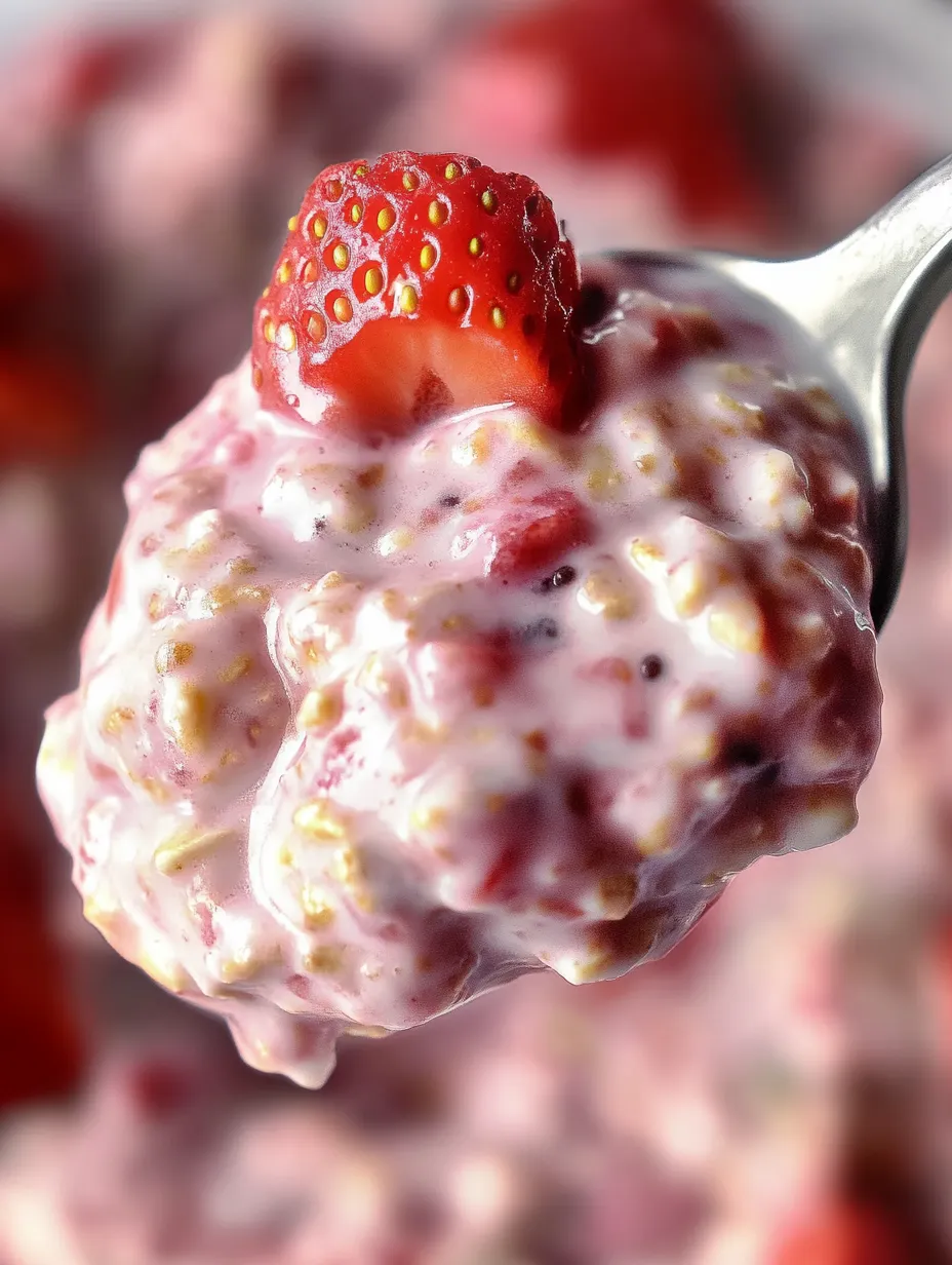 Ein Löffel Joghurt, oben drauf eine Erdbeere.