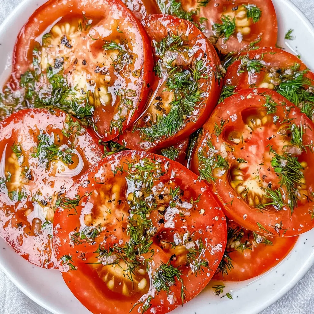 Ein weißer Teller mit Tomatenscheiben.