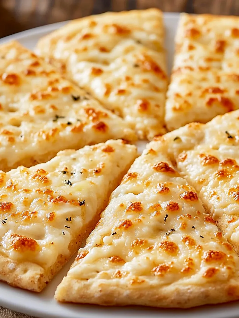 Auf einer Platte liegen sechs Stück Pizza mit Käse und Kräutern oben drauf.