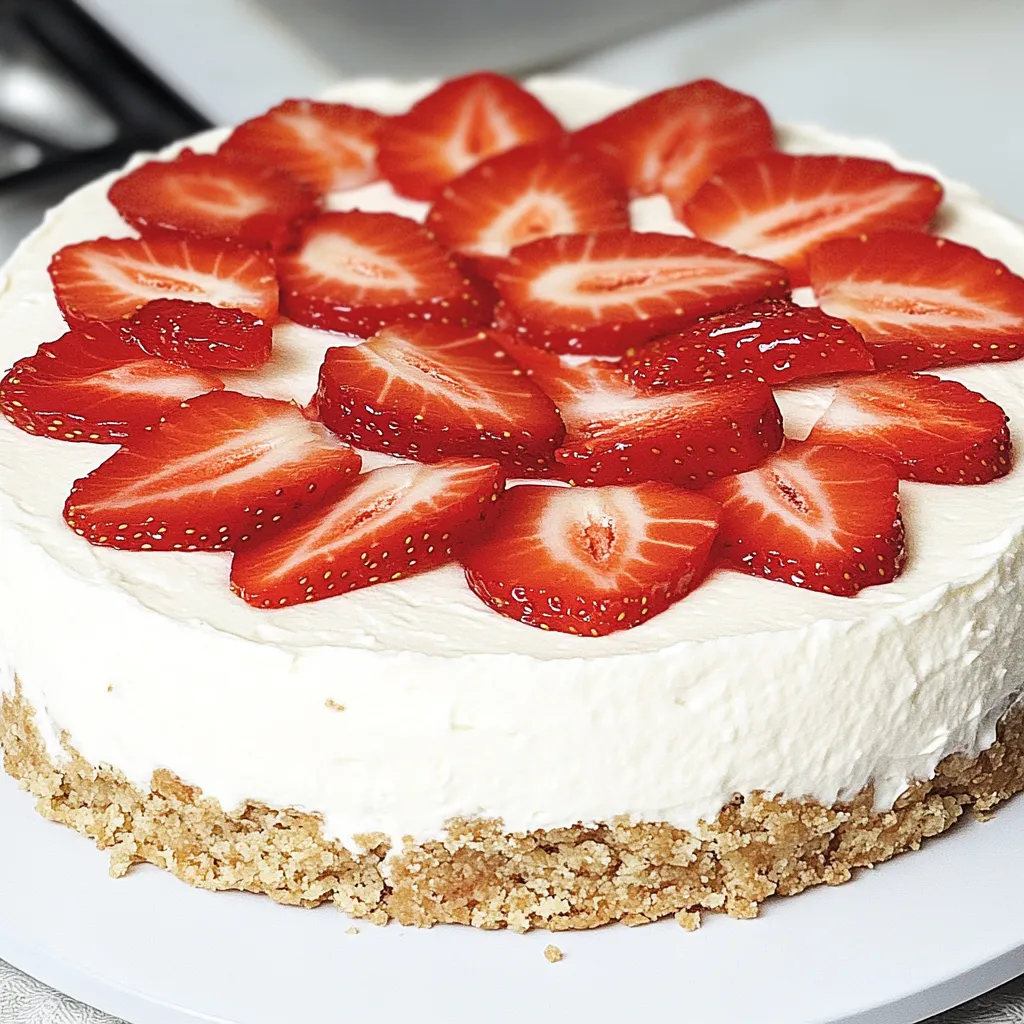 Ein Erdbeerkuchen mit frischen Erdbeeren auf einem weißen Teller.