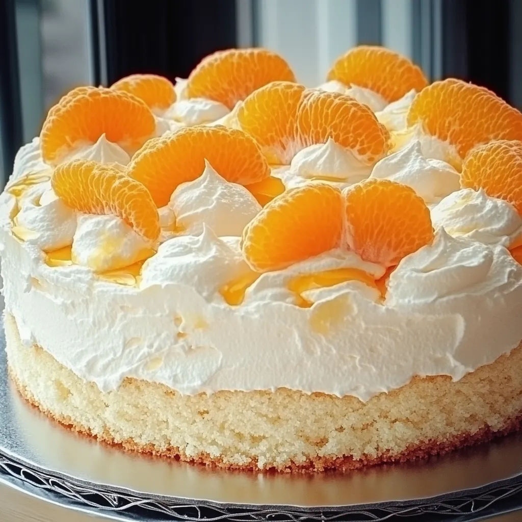Ein süßer Orangen-Zitronen-Kuchen mit weißem Käse und Zitronenscheiben obendrauf.