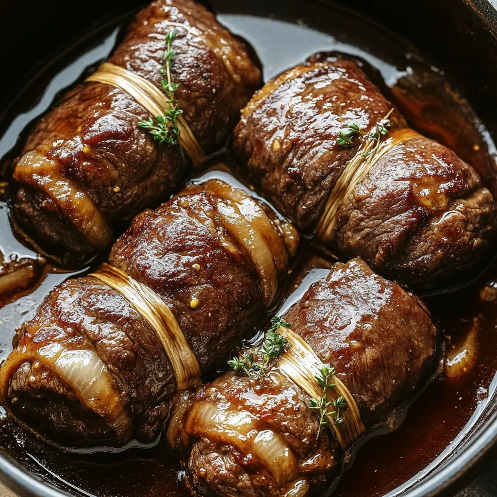 Ein großer Topf voll mit reichlich rohem Rindfleisch und Zwiebeln, bereit fürs Anbraten.