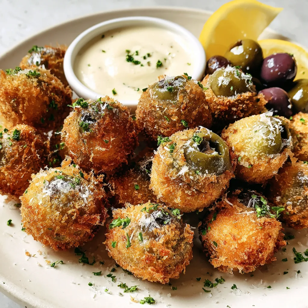 Frittierte Oliven mit Knoblauch-Aioli