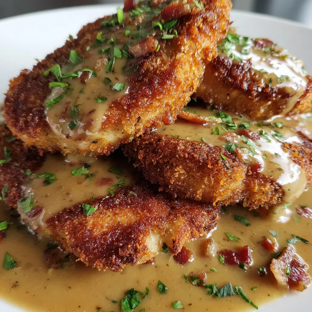 Country Fried Pork Chops mit Bacon Gravy