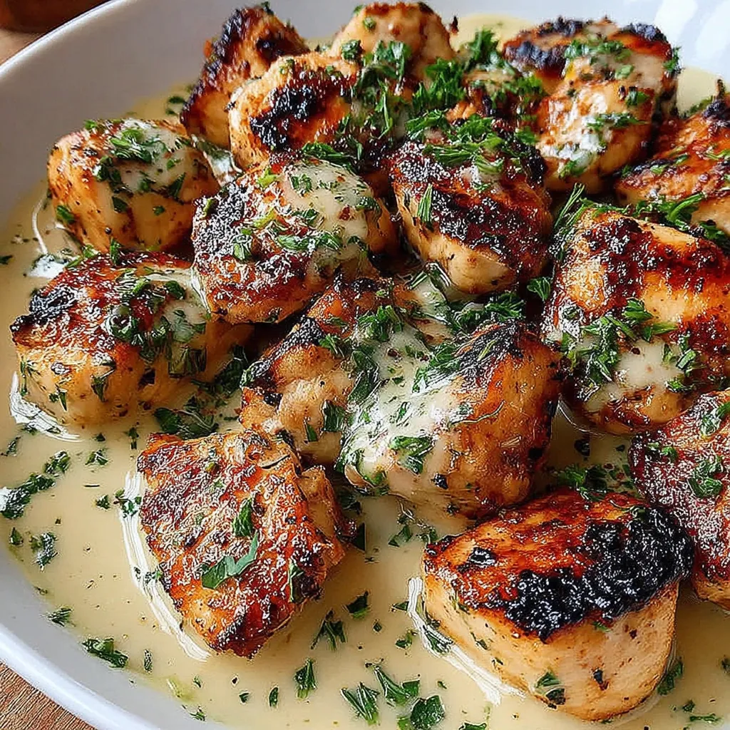Gegrillte Hähnchenstücke Knoblauchsoße