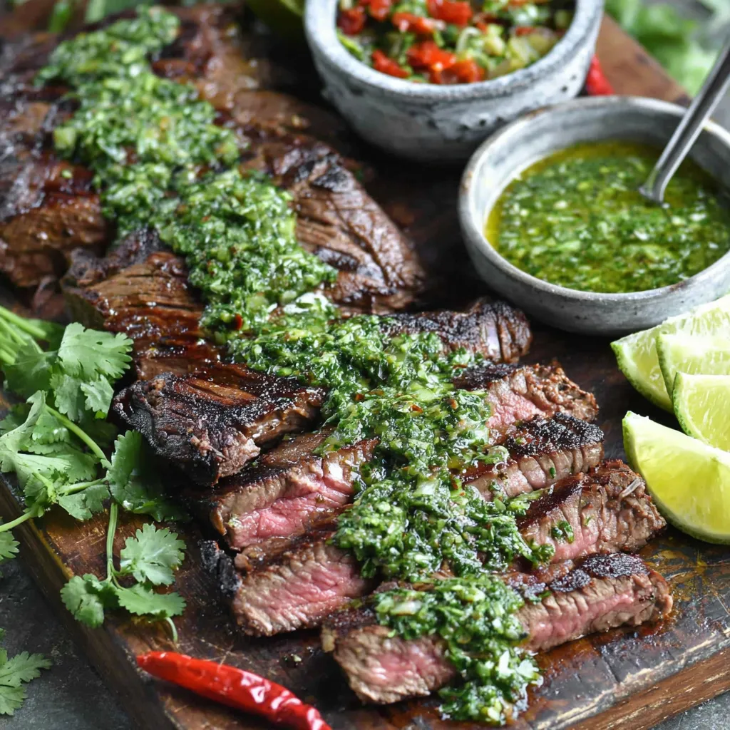 Onglet Chimichurri schön gegrillt