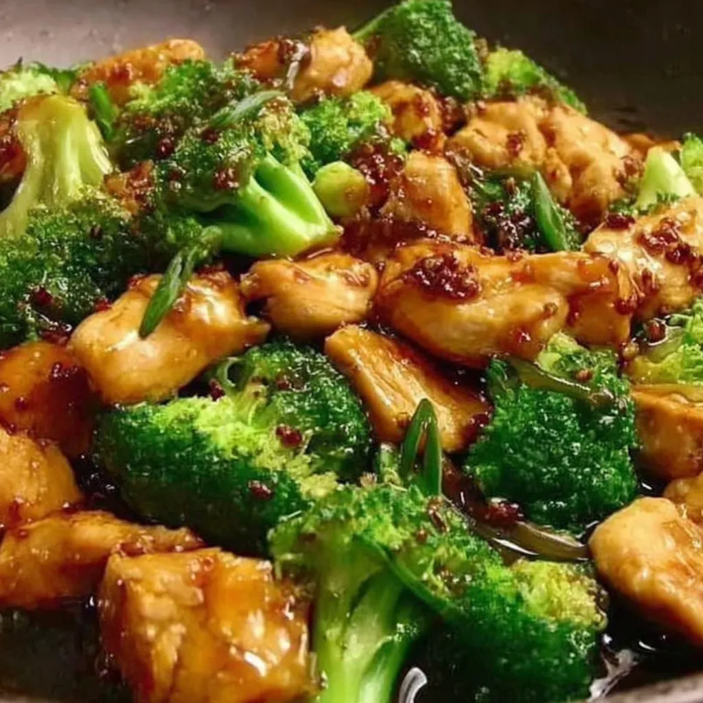Zu sehen: Asiatisches Hähnchen mit etwa 300 g Brokkoli, fertig in 15 Minuten.