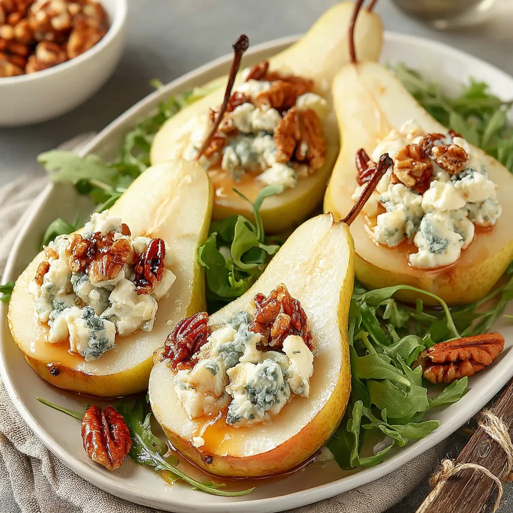 Elegante Birnen mit Blauschimmelkäsefüllung