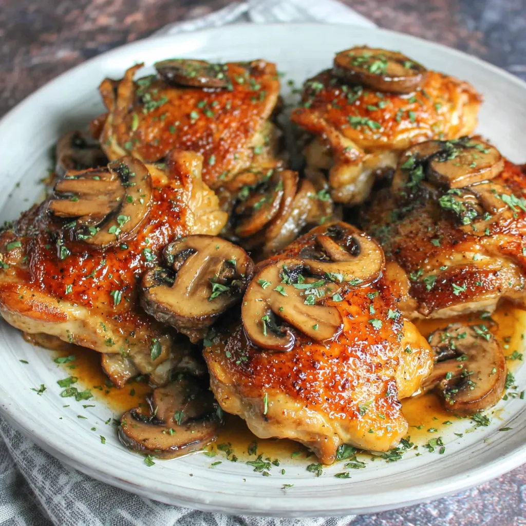 Knoblauch Pilz Hähnchenschenkel