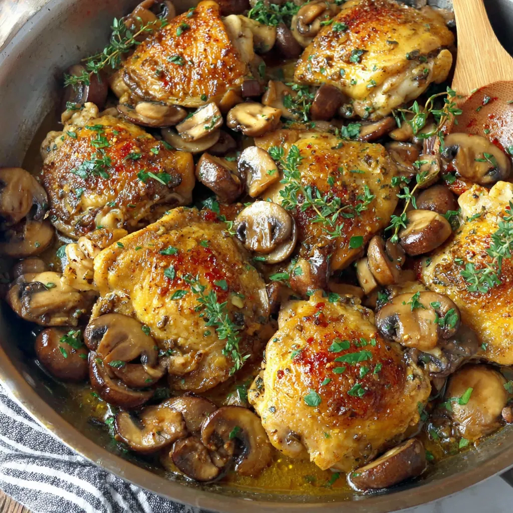 Knoblauch Pilz Hähnchenschenkel