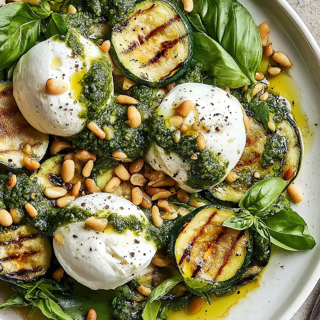 Ein gegrillter Zucchini-Salat mit Burrata.