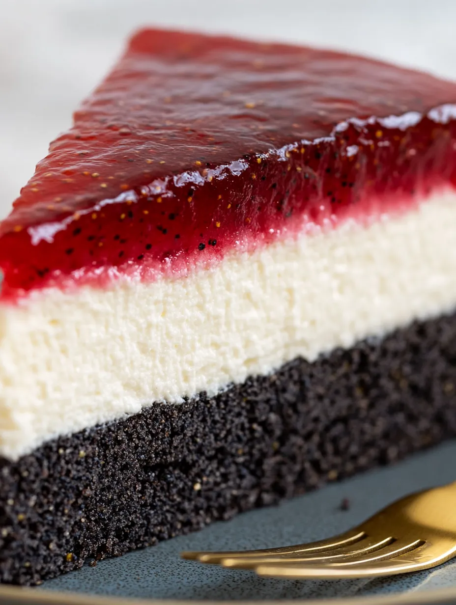 Eine Torte mit Schneewittchen-Zutaten wie Himbeer, Mohn und Topfen.