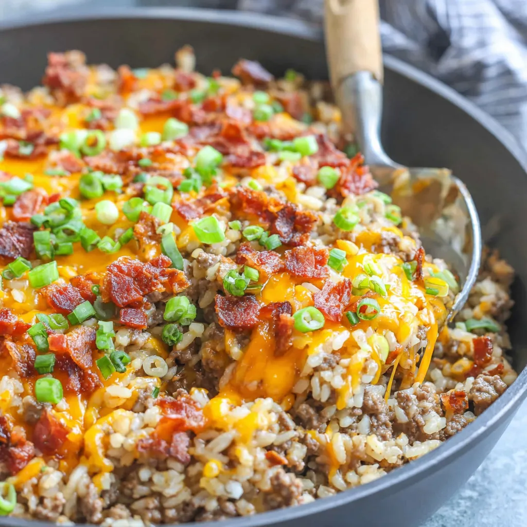 Bacon Cheeseburger Reis Pfanne