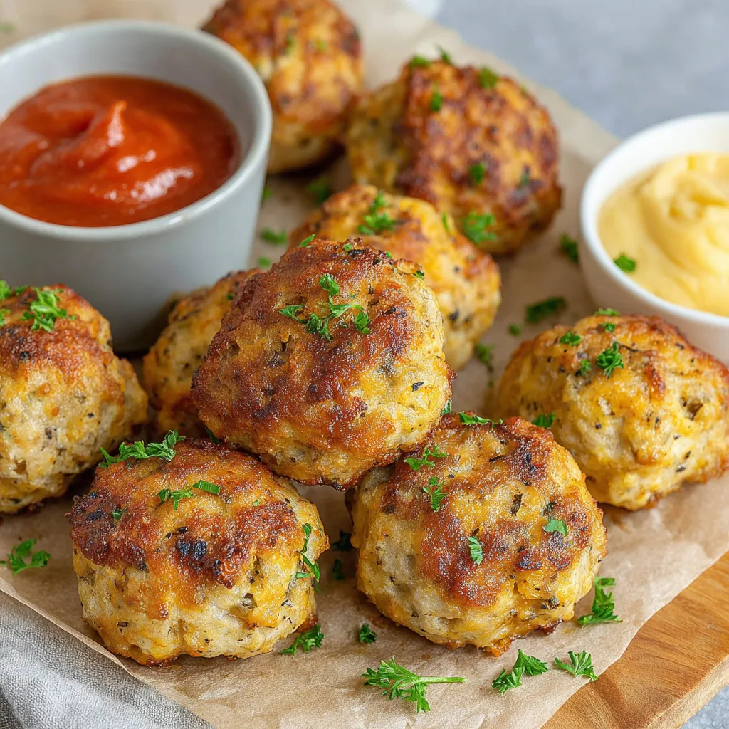 Eine Schüssel mit Frikadellen aus dem Backofen.