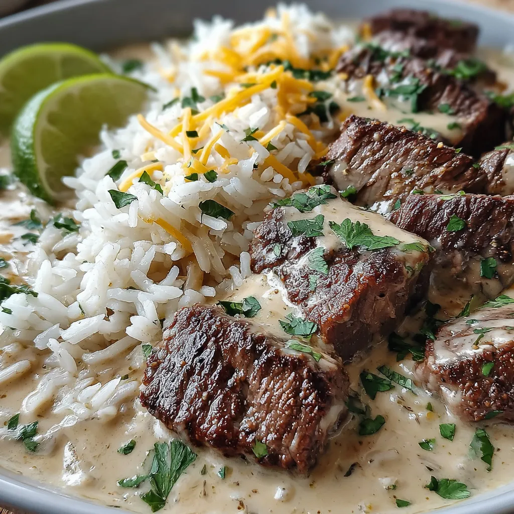 Steak und Queso Reis
