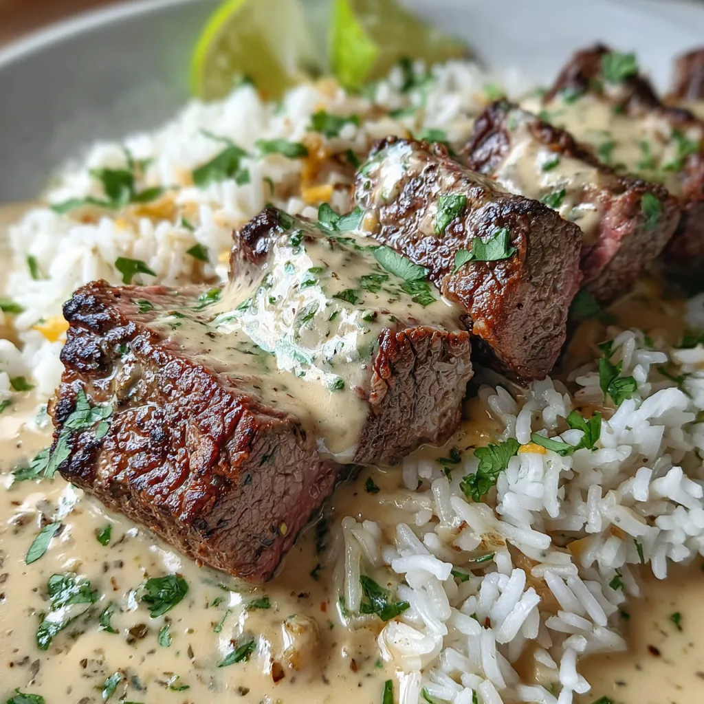 Steak und Queso Reis