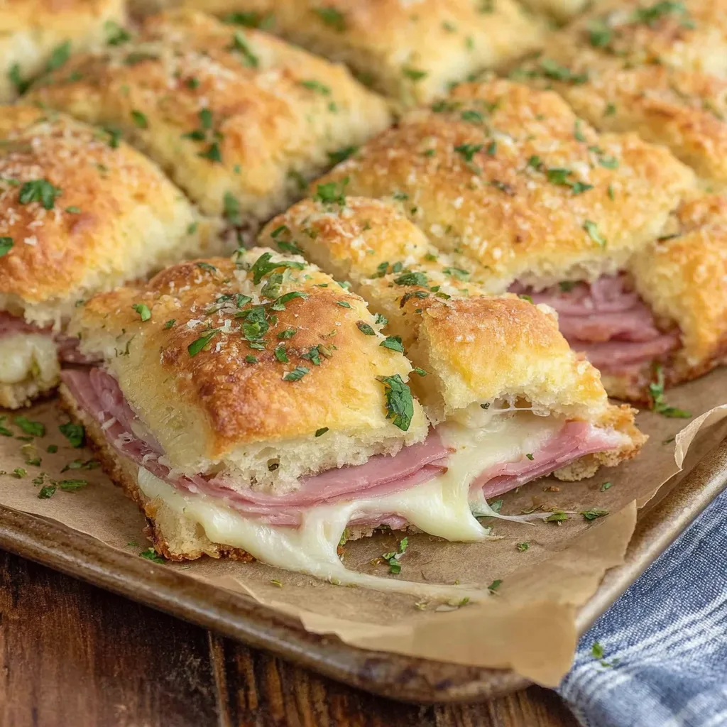 Sandwiches mit Schinken und Käse im Croissantteig