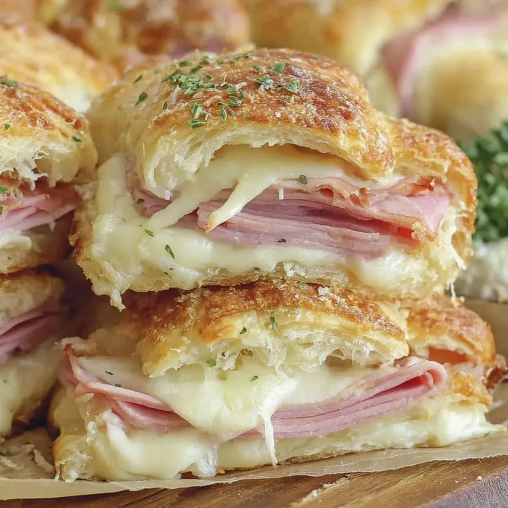 Heiße Schinken-Käse-Croissant-Snacks