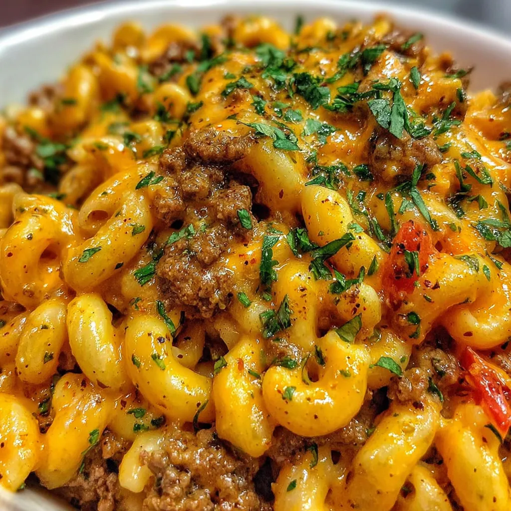 Cajun Beef und Cheddar Pasta aus einem Topf