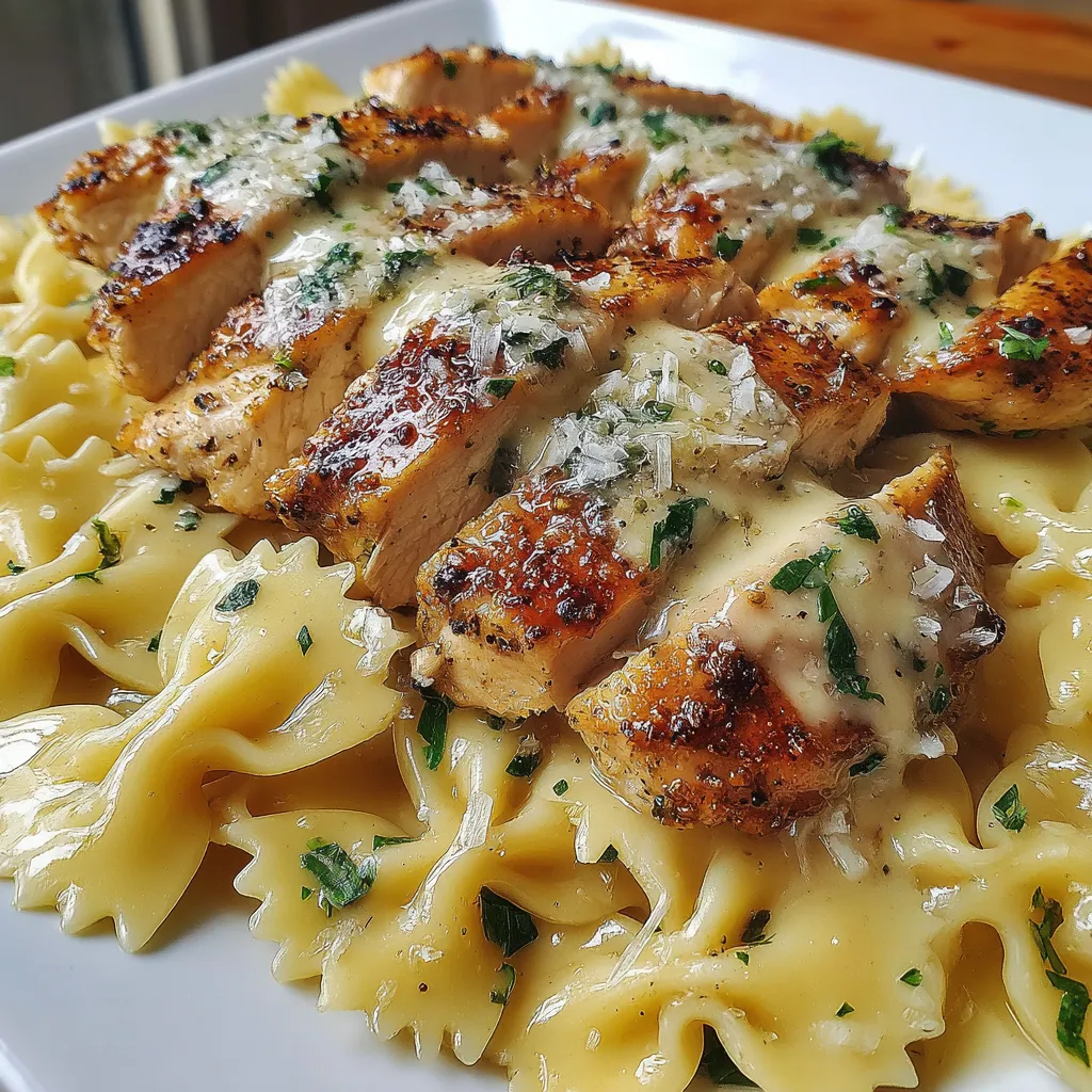 Zutaten für Farfalle mit sahnigem Zitronen-Knoblauch-Hähnchen und Parmesan