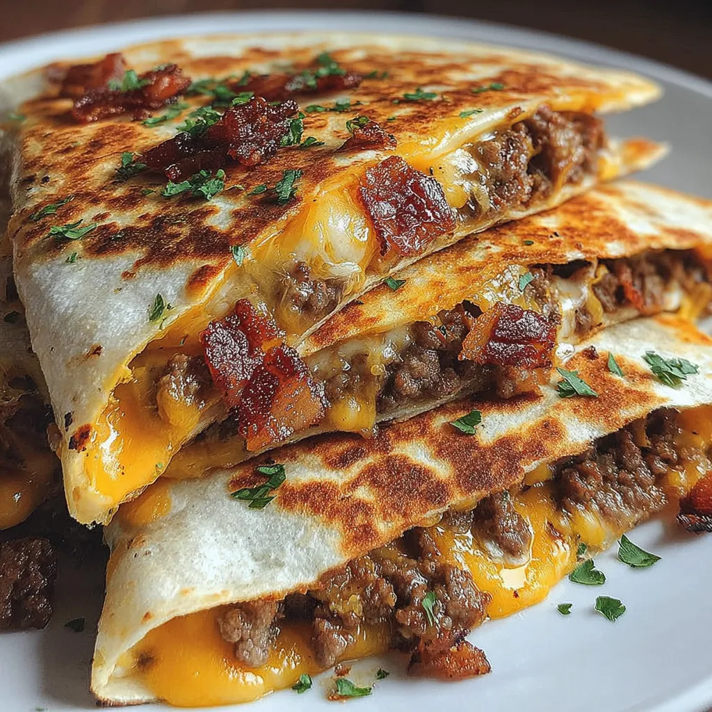 Ahorn Bacon Cheeseburger Quesadillas