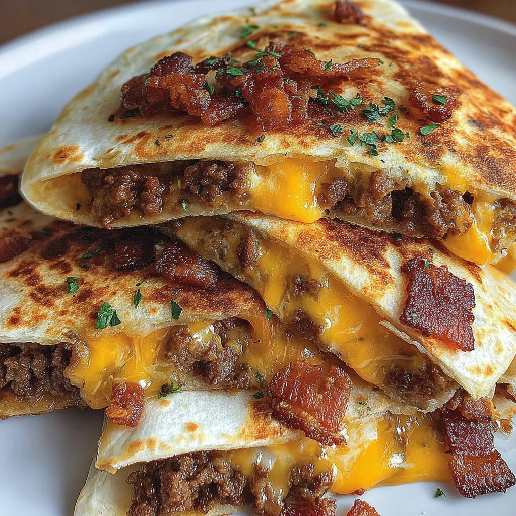 Ahorn Bacon Cheeseburger Quesadillas