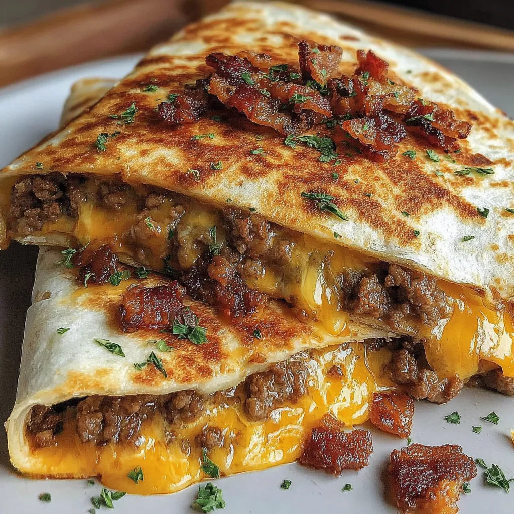 Ahorn Bacon Cheeseburger Quesadillas
