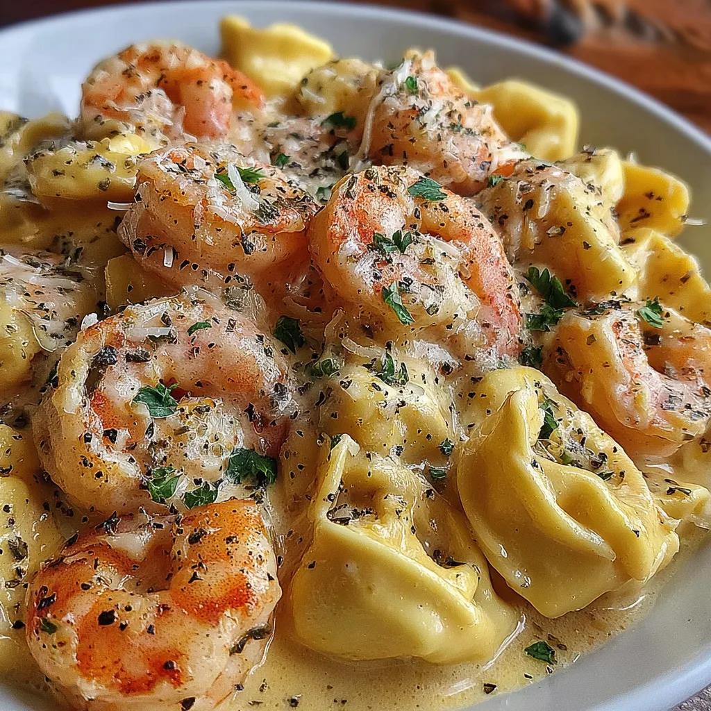 Garnelen Tortellini in Zitronen-Knoblauch-Sahne￼