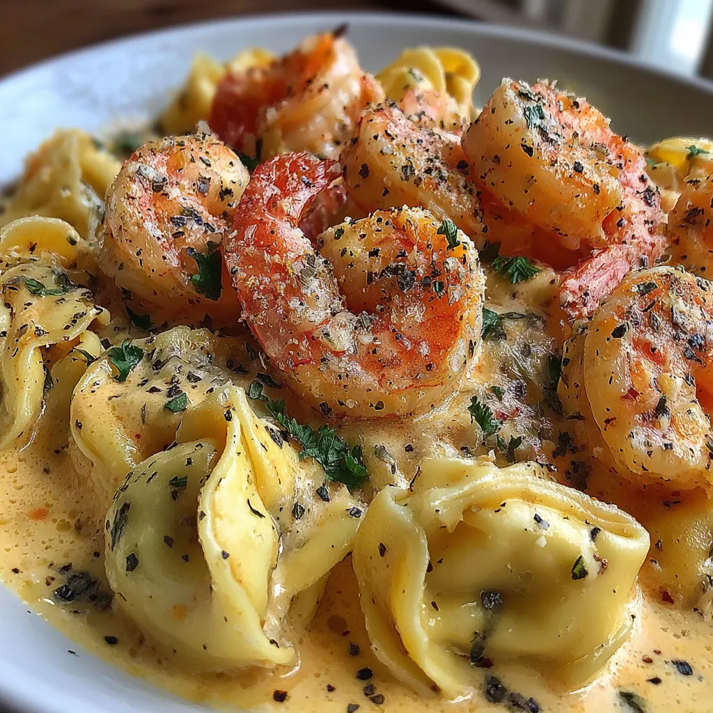 Tortellini mit Garnelen und Zitronen-Knoblauch-Sahnesoße