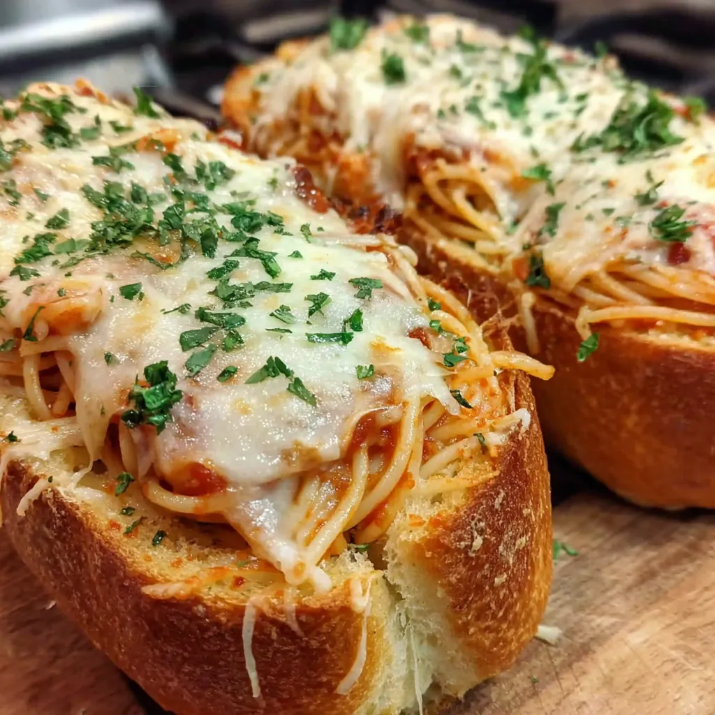 Käse Spaghetti Knoblauchbrot