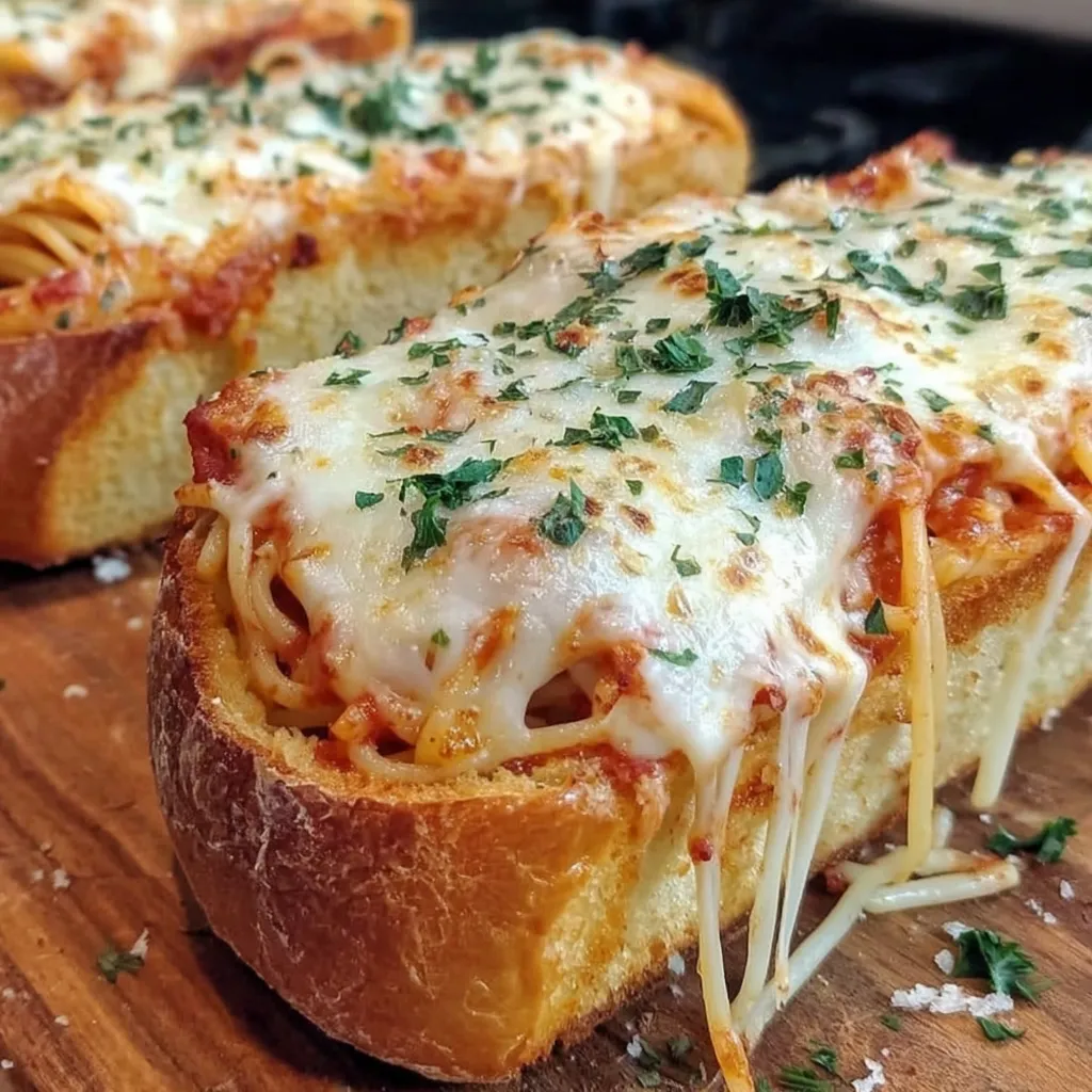 Käsiges Spaghetti-Knoblauchbrot