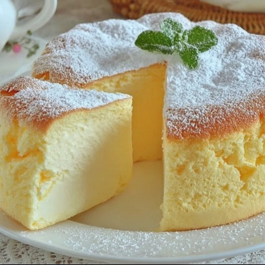 Ein Wolkenkuchen ohne Mehl auf einem weißen Plate.