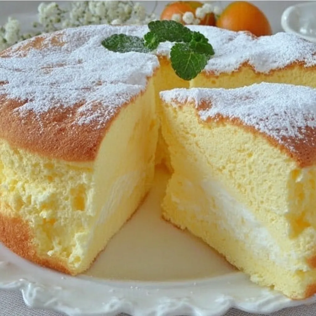 Ein Wolkenkuchen ohne Mehl auf einem weißen Teller.