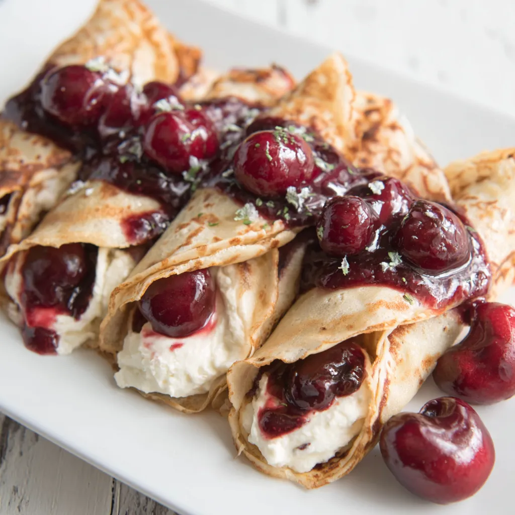 Kirsch und Frischkäse Crepes