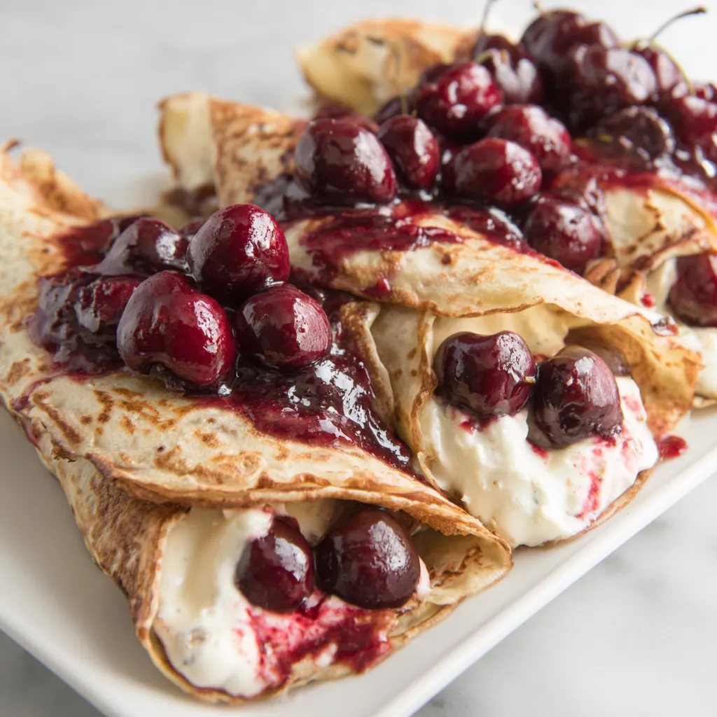 Kirsch und Frischkäse Crepes