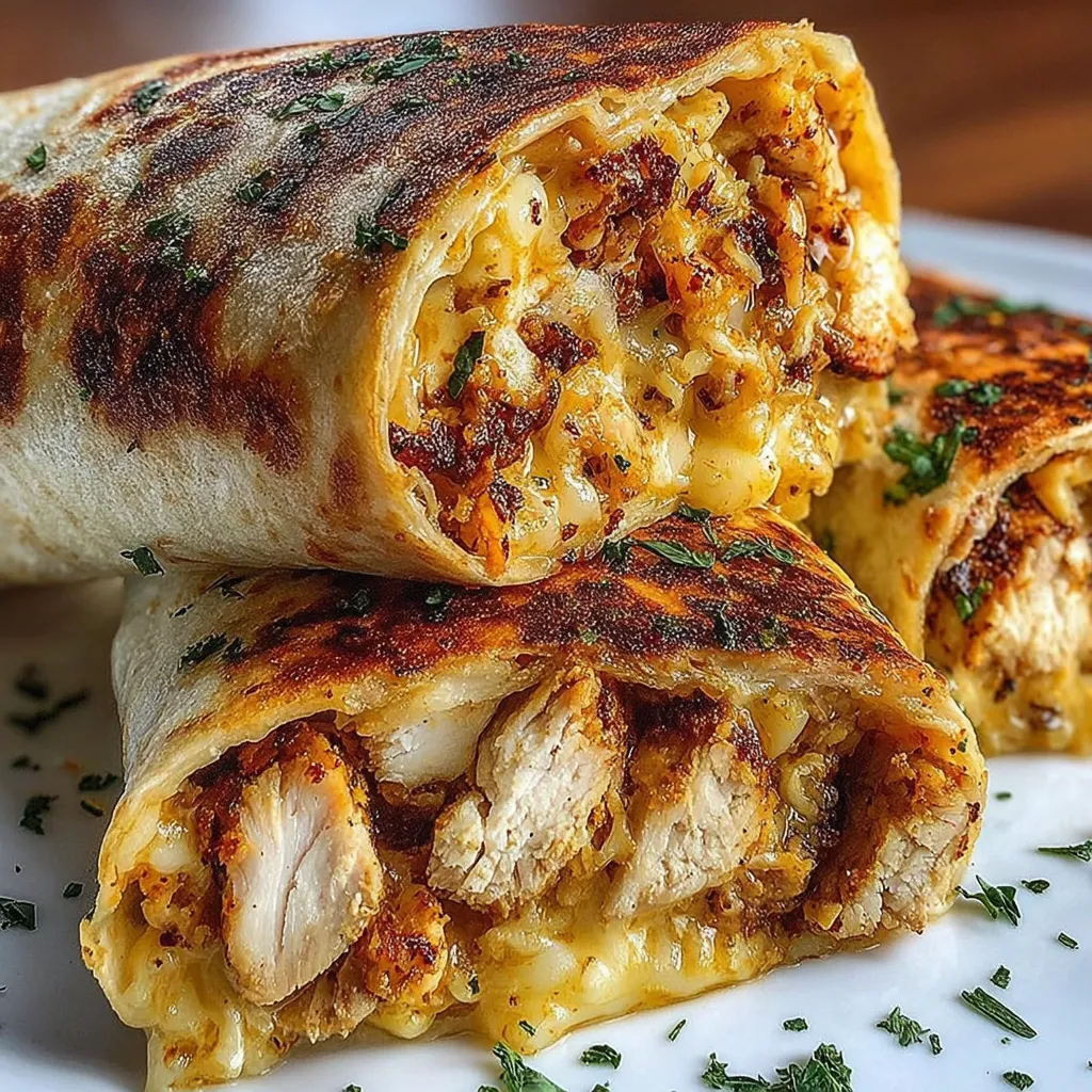 Knusprige Parmesan-Knoblauch-Huhn Burritos