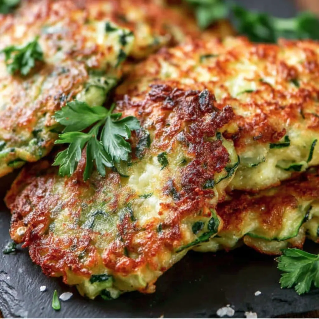 Zucchini-Puffer mit Haferflocken.