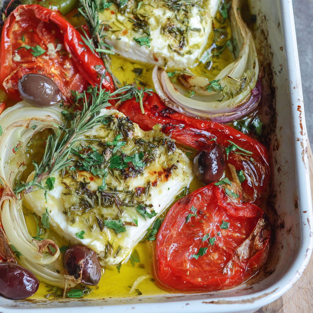 A dish of food with tomatoes, onions, and olives.