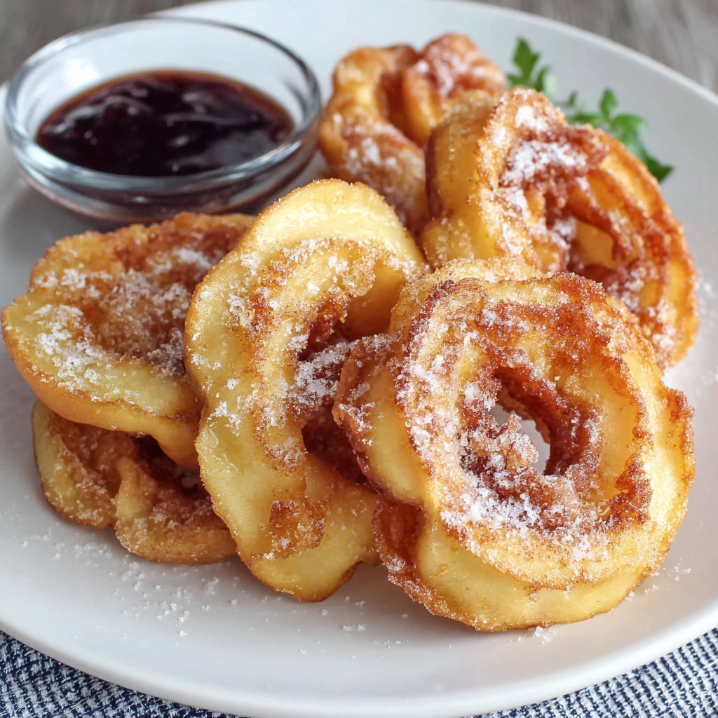 A plate of fried dough with sugar on it.