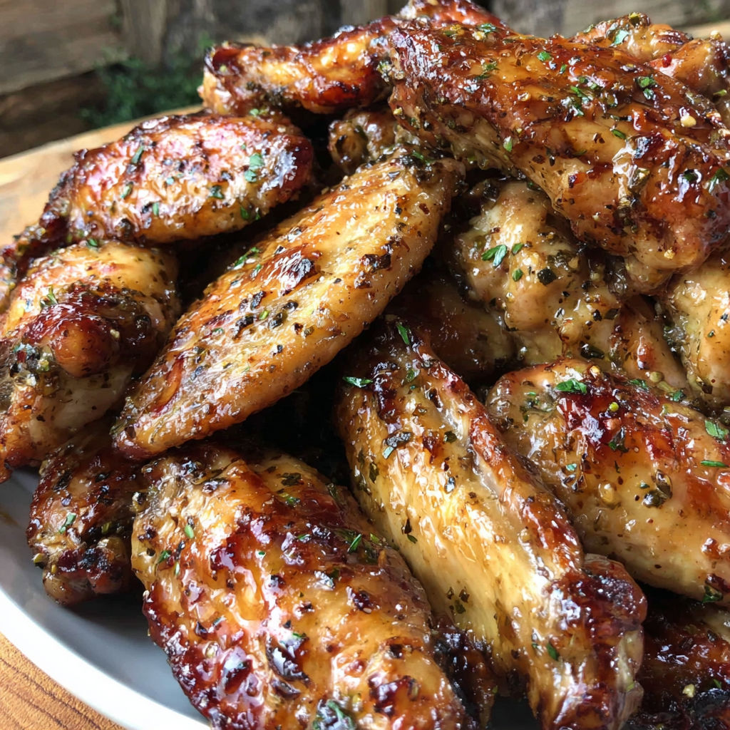 A plate of smoked garlic lemon pepper chicken wings.