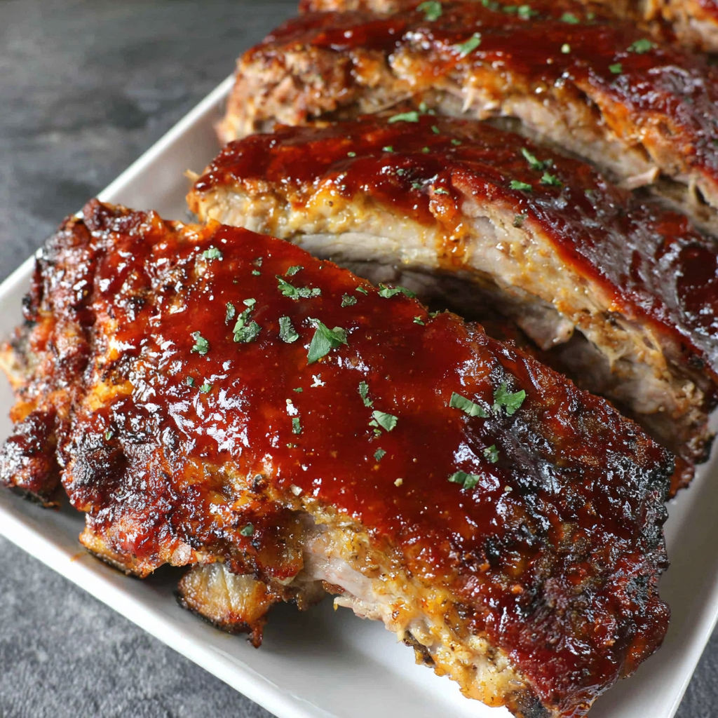Slow cooker ribs with a barbecue sauce.