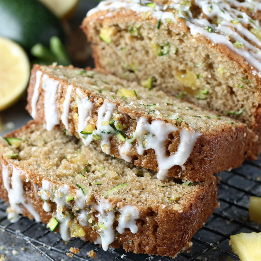 A slice of pineapple zucchini bread.