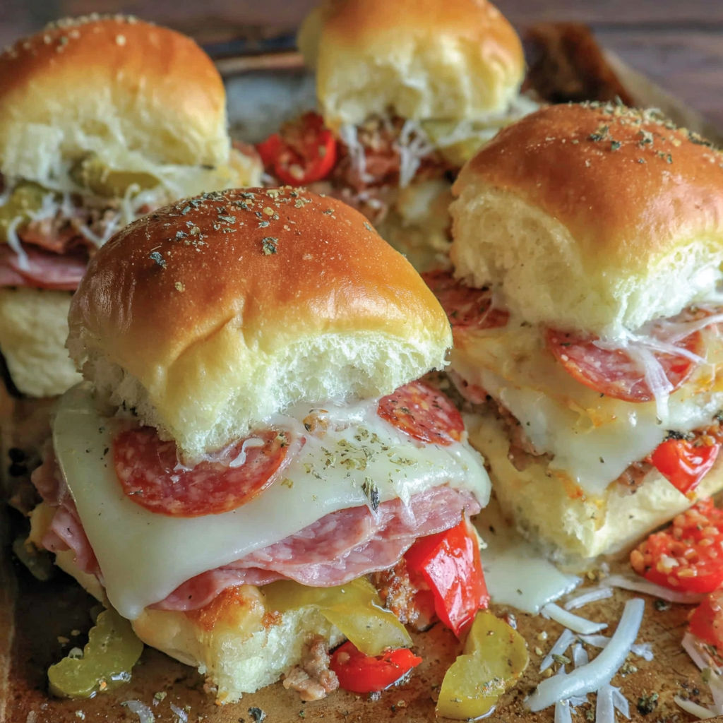 A close up of a sandwich with peppers and cheese.